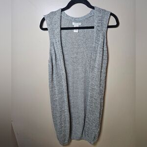 Max Studio Gray Long Duster Sleeveless Cotton Blend Casual Cardigan SM Spring